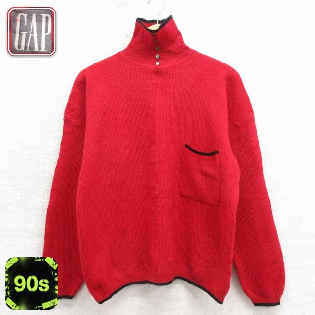 【20%OFF】ギャップ 90s 長袖セーター タートルネック レッド メンズM相当 | 古着