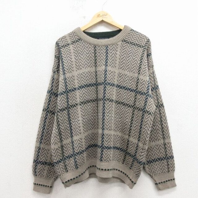 バンヒューセン 90s 長袖セーター ベージュ メンズXL相当 | 古着