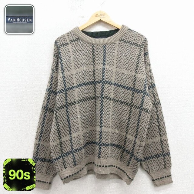 バンヒューセン 90s 長袖セーター ベージュ メンズXL相当 | 古着