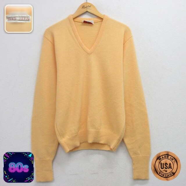 【20%OFF】80s 長袖セーター イエロー メンズM相当 | 古着