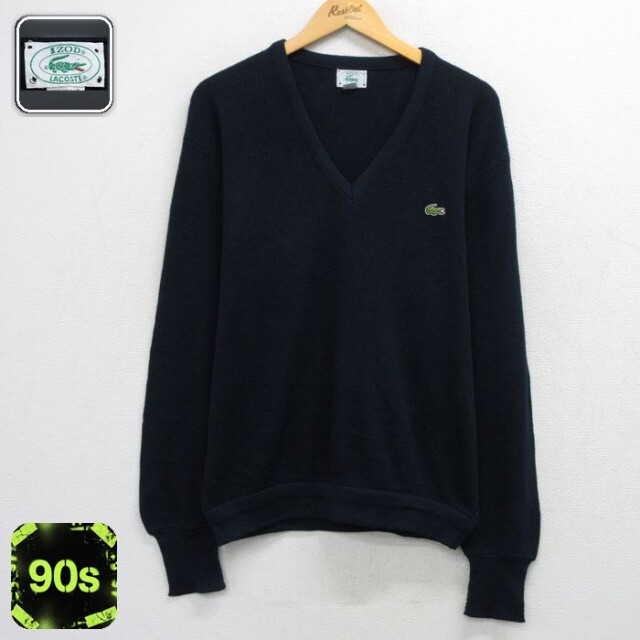 【20%OFF】ラコステ 90s 長袖セーター ワンポイントロゴ ネイビー メンズXL相当 | 古着