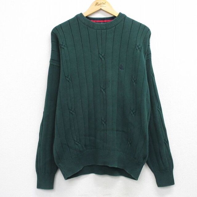 ノーティカ 90s 長袖セーター ワンポイントロゴ グリーン メンズXL相当 | 古着