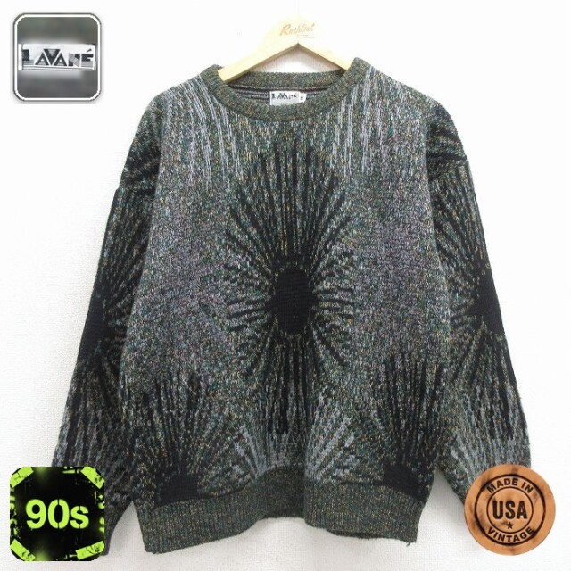 【20%OFF】90s 長袖セーター グリーン メンズM相当 | 古着