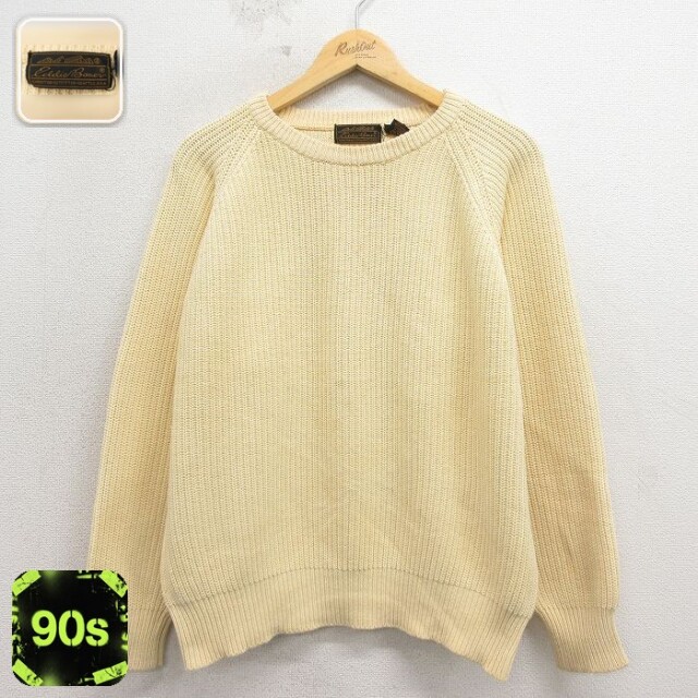 【20%OFF】エディーバウアー 90s 長袖セーター ラグラン イエロー メンズL相当 | 古着