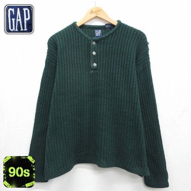 【20%OFF】ギャップ 90s 長袖セーター グリーン メンズXL相当 | 古着