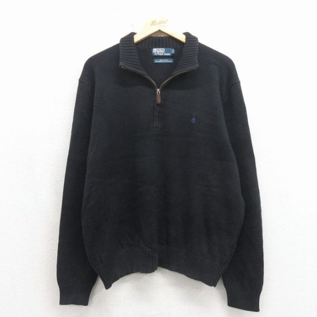 ラルフローレン 90s 長袖セーター ワンポイントロゴ ブラック XL | 古着