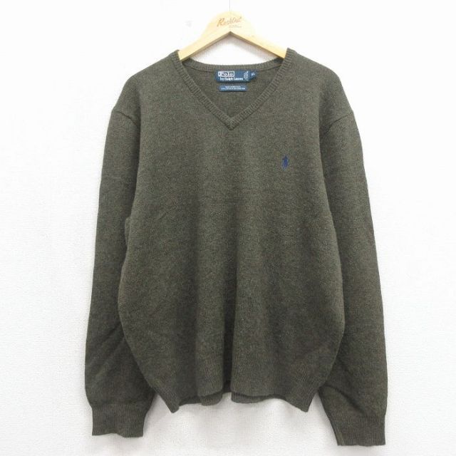 ラルフローレン 90s 長袖セーター ワンポイントロゴ カーキ メンズXL相当 | 古着