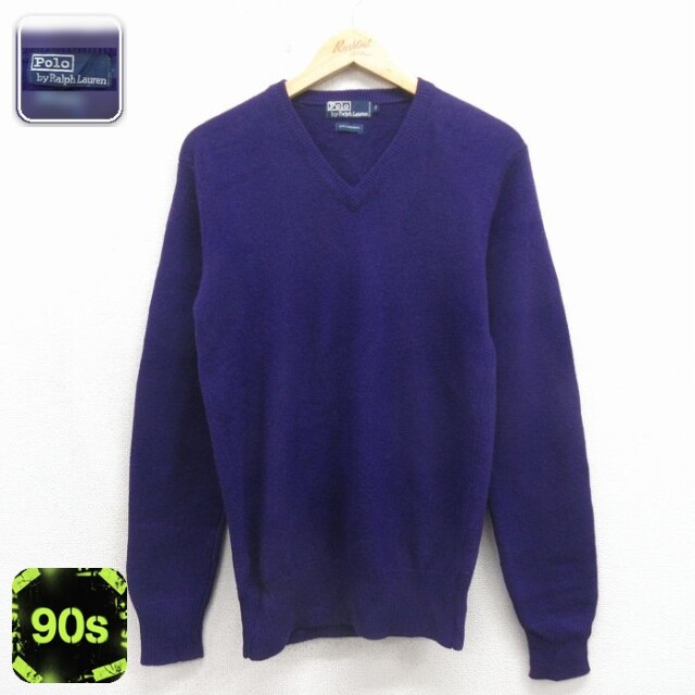 ラルフローレン 90s 長袖セーター パープル メンズS相当 | 古着