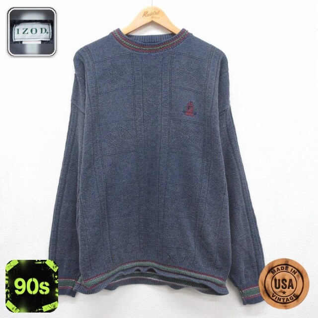 IZOD 90s 長袖セーター ネイビー メンズXL相当 | 古着