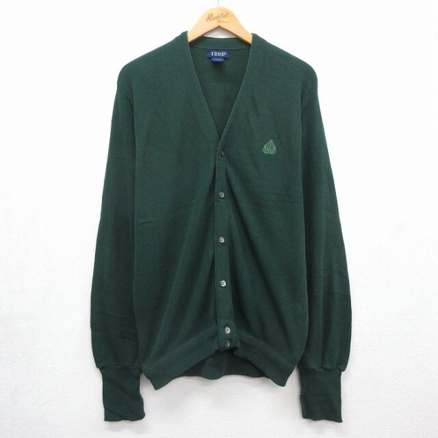 IZOD 90s 長袖セーター ワンポイントロゴ グリーン メンズL相当 | 古着