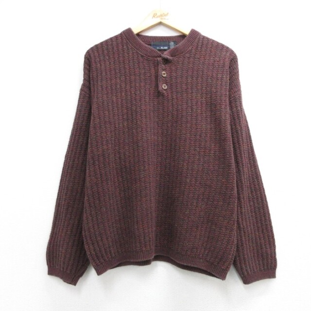BILL BLASS 90s 長袖セーター 手織り バーガンディ メンズXL相当 | 古着