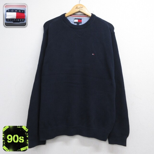 トミーヒルフィガー 90s 長袖セーター ネイビー L | 古着 26aug28