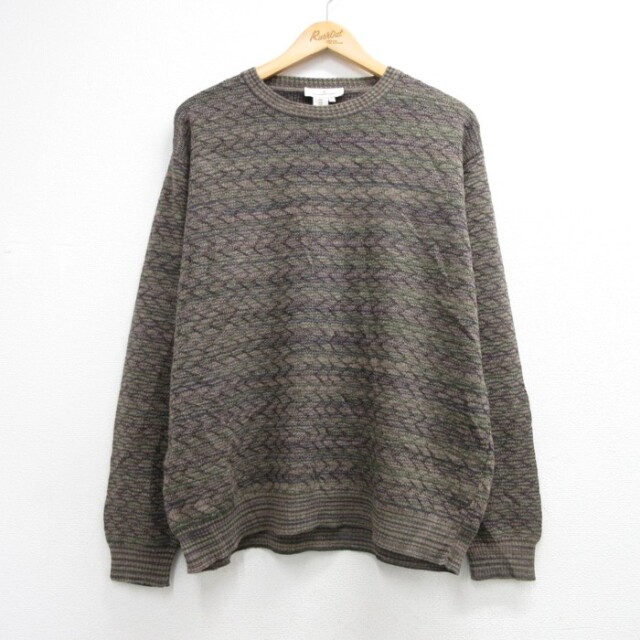 Zegna 90s 長袖セーター 総柄 ブラウン メンズL相当 | 古着