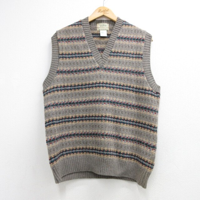 エルエルビーン 80s ニットベスト フェアアイル ベージュ メンズM相当 | 古着