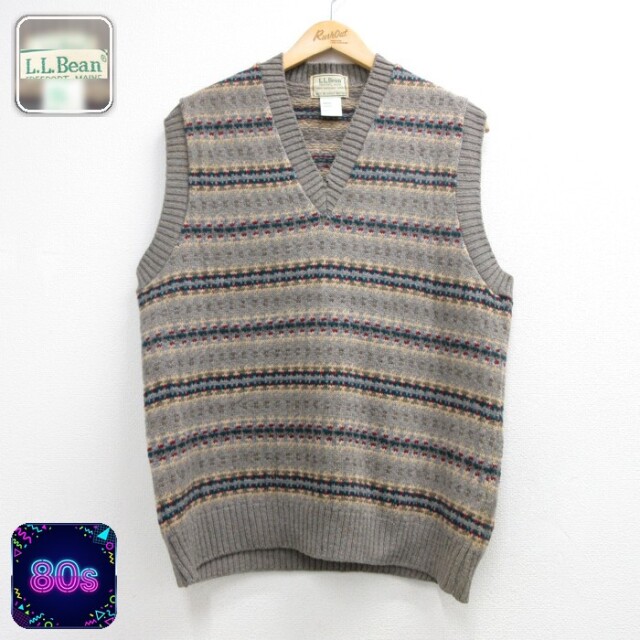 エルエルビーン 80s ニットベスト フェアアイル ベージュ メンズM相当 | 古着