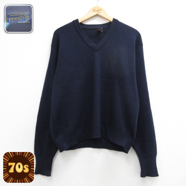 ペンドルトン 70s 長袖セーター ネイビー メンズL相当 | 古着