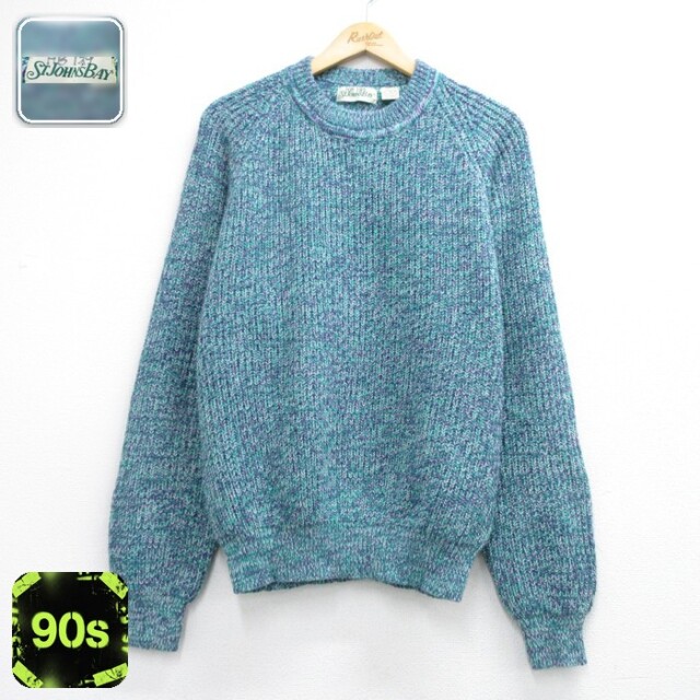 ST.JOHNS BAY 長袖 セーター 90s ラグラン アクリル クルーネック パープル 霜降り メンズXL相当 | 古着