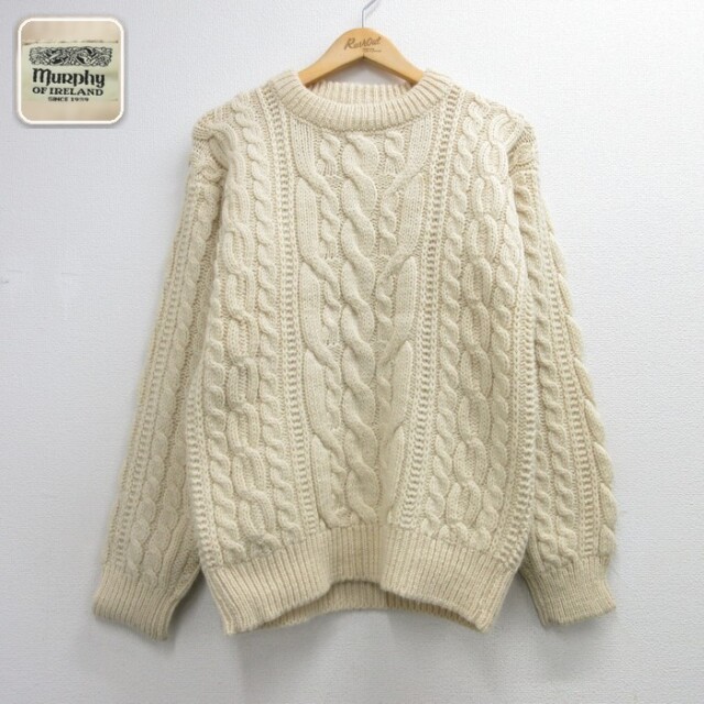 Murphy OF IRELAND 長袖セーター ケーブルニット ベージュ メンズM相当 | 古着