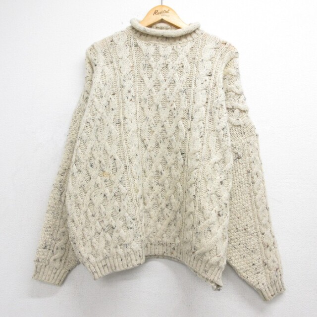古着通販 XL☆古着 長袖 セーター メンズ 90年代 90s アラン