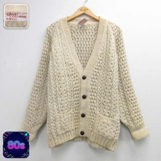 glen columb kille 80s 長袖カーディガン ケーブルニット 生成り ベージュ メンズL相当 | 古着