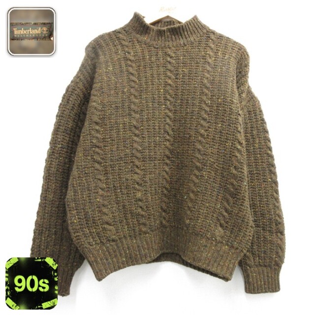 ティンバーランド 90s ケーブルニット 霜降り ブラウン メンズL相当 | 古着