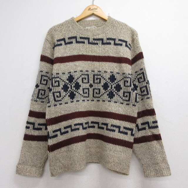 S★古着 ペンドルトン PENDLETON 長袖 セーター メンズ 80年代 80s ウール クルーネック ベージュ 霜降り【spe】 26oct02
