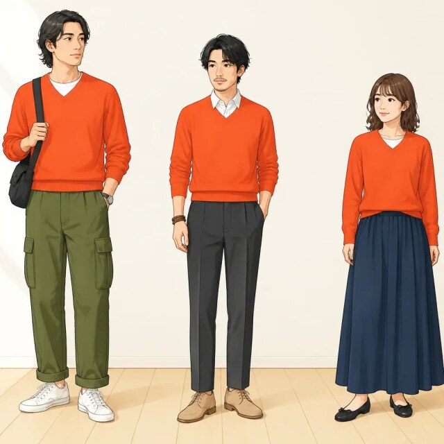 古着通販 S☆古着 長袖 セーター メンズ 70年代 70s アクリル ニット V
