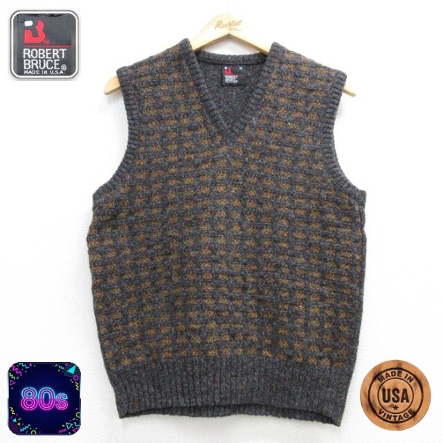 古着通販 S☆古着 ROBERT BRUCE ニットベスト メンズ 80年代 80s