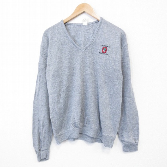【20%OFF】80s 長袖セーター オハイオバックアイズ グレー L | 古着