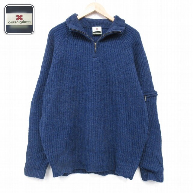 ハーフジップセーター 霜降り ネイビー XL | 古着