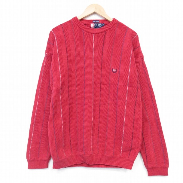 【20%OFF】ラルフローレン 90s 長袖セーター ストライプ レッド L | 古着