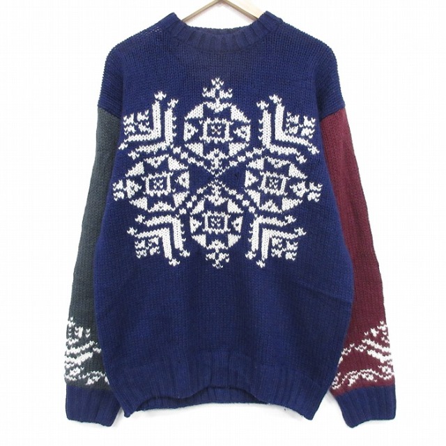 【20%OFF】アメリカンイーグル 00s 長袖セーター 雪柄 ブルー L | 古着