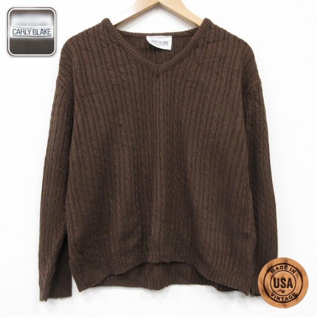 【50%OFF】ケーブルセーター ブラウン L | 古着