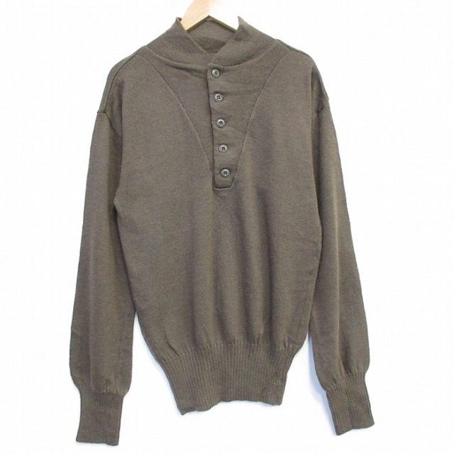 【20%OFF】80s ヘンリーネックセーター ミリタリー グリーン L | 古着