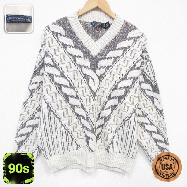 【50%OFF】90s 長袖セーター ベージュ XL | 古着
