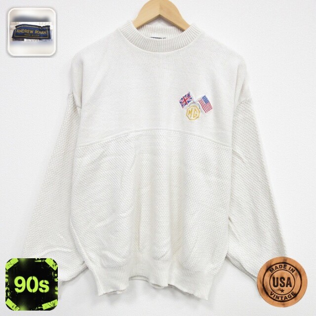 【50%OFF】90s 長袖セーター ユニオンジャック ホワイト XL | 古着