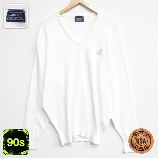 【50%OFF】90s 長袖セーター ホワイト XL | 古着