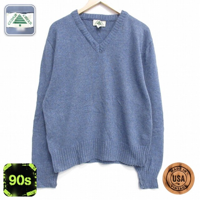 【50%OFF】90s 長袖セーター 霜降り ネイビー L | 古着