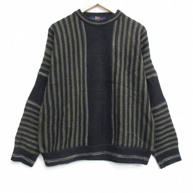 【20%OFF】長袖セーター ストライプ ブラック L | 古着