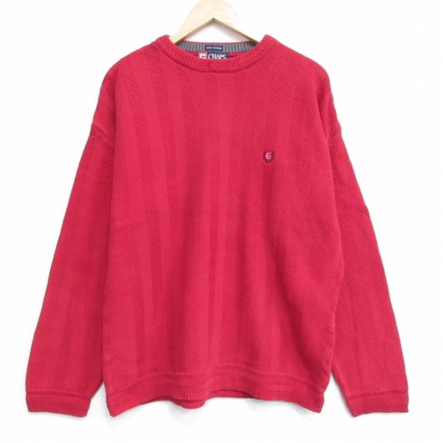 ラルフローレン 90s 長袖セーター ワンポイントロゴ レッド XL | 古着
