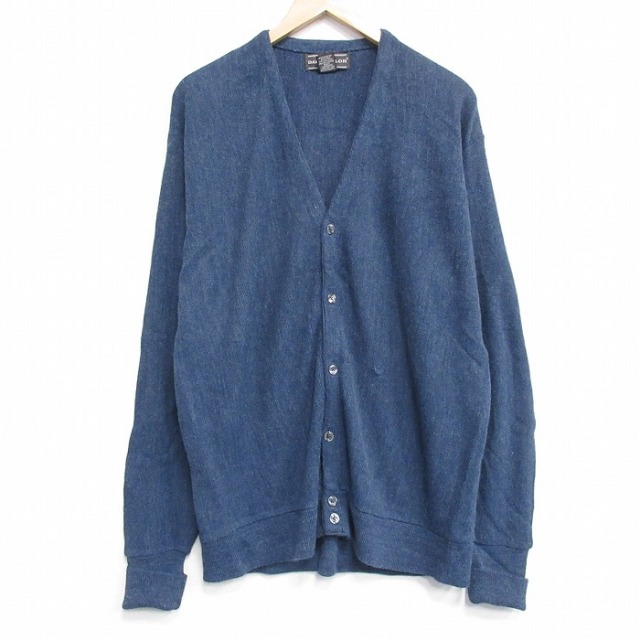 【20%OFF】ニット カーディガン 90s 長袖 霜降り ネイビー L | 古着