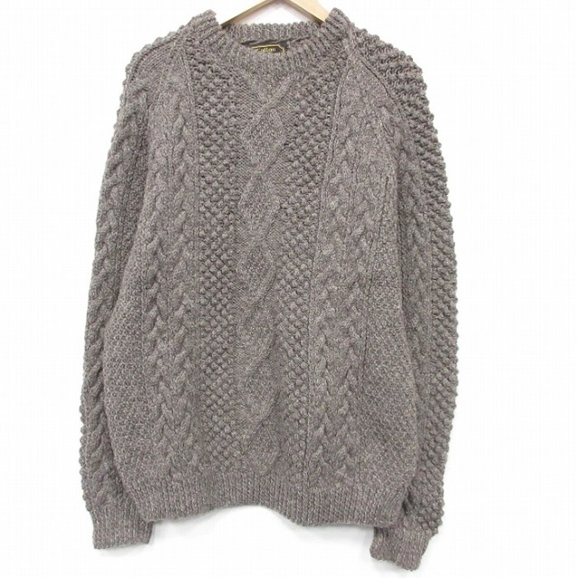 【20%OFF】アラン 長袖セーター ケーブル ベージュ L | 古着