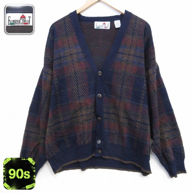 ニット カーディガン 90s ネイビー XL | 古着