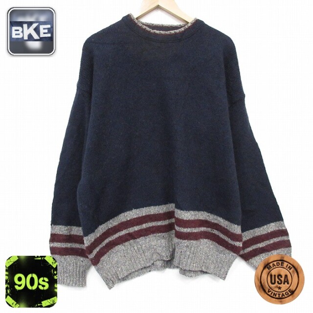 【50%OFF】90s 長袖セーター ネイビー XL | 古着