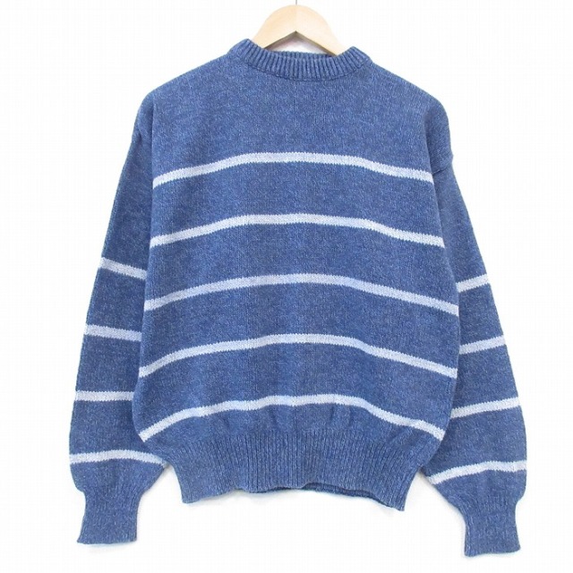 【20%OFF】長袖セーター ボーダー ネイビー L | 古着