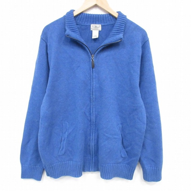 【20%OFF】エルエルビーン 00s 長袖フルジップニットカーディガン ブルー L | 古着