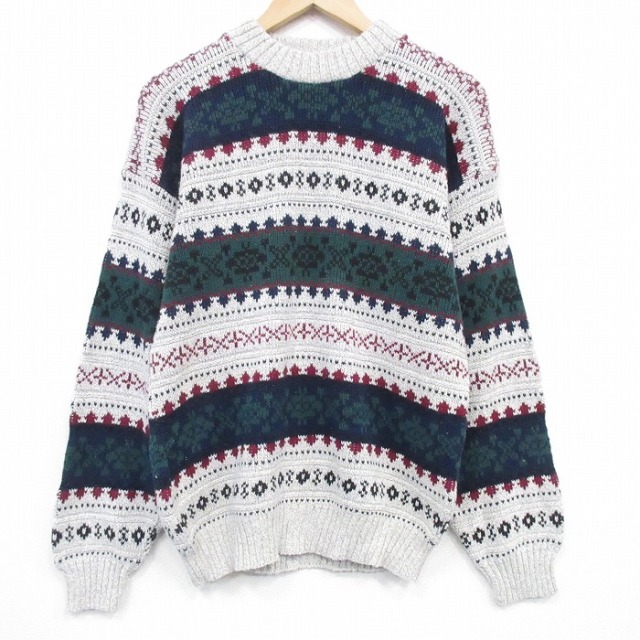 【20%OFF】フェアアイル長袖セーター グレー L | 古着