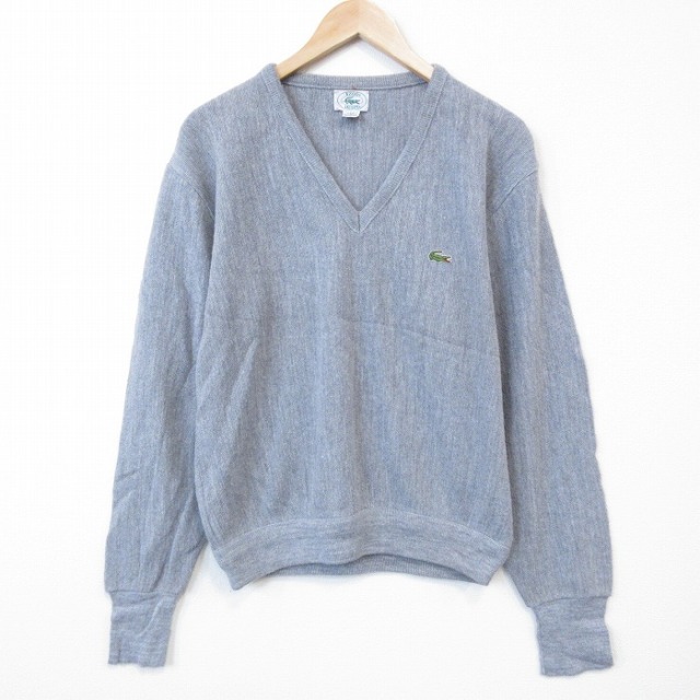 【20%OFF】ラコステ 90s 長袖セーター ワンポイントロゴ グレー L | 古着