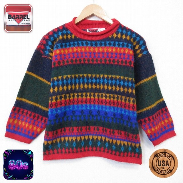 【20%OFF】80s 長袖セーター レッド S | 古着