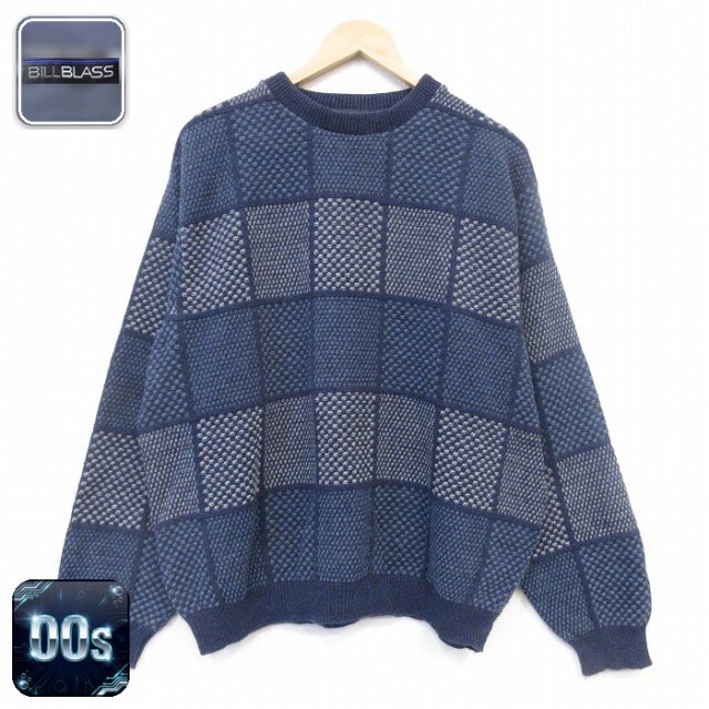長袖 セーター 00s クルーネック ネイビー メンズXL相当 | 古着
